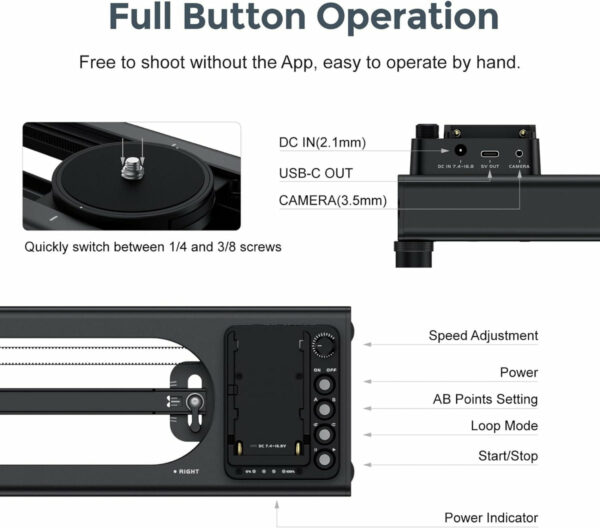 Accsoon Camera Video Slider S40 Adjustable 2460cm Motorized with 6