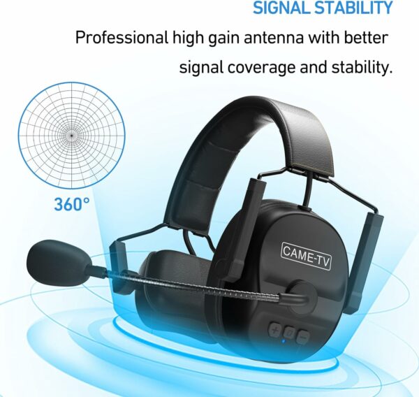 CAME TV KUMINIK8 Duplex Digital Wireless Intercom Headset Distance up to 1500ft 450 Meters with Hardcase Single Ear 9 Pack 5