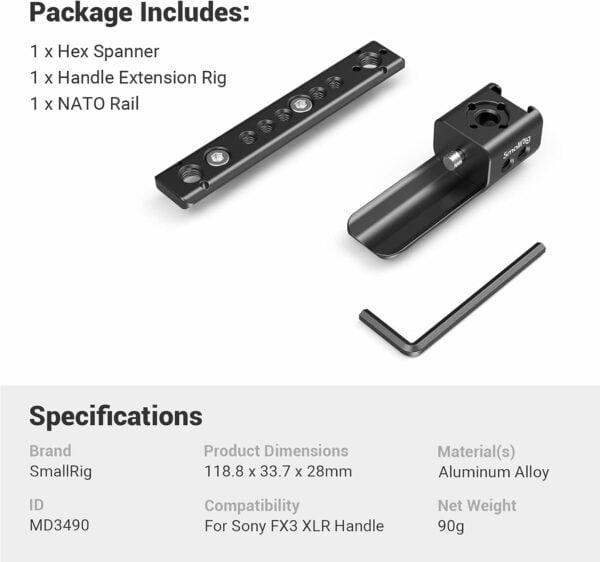 SmallRig FX3 FX30 XLR Handle Extension Rig for Sony MD3490 8