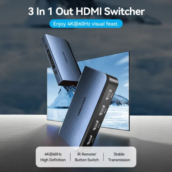 Vention 3 In 1 Out HDMI Switcher Blue Aluminum Alloy Type 2