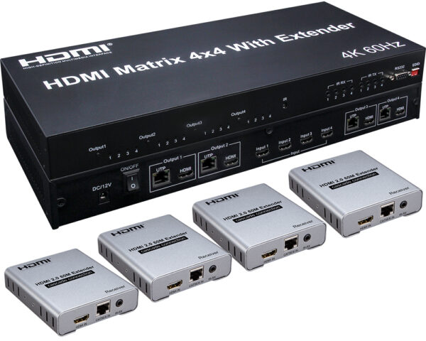 APEX HDMI Matrix 4X4 With Extender  (4K@60Hz)