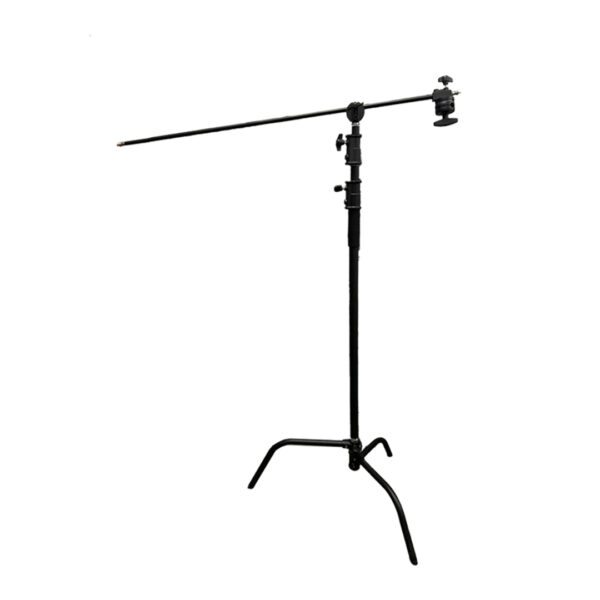 Apex Stainless Steel C-Stand with Boom Arm and Grip Head (Powder Coated - Matte Black)