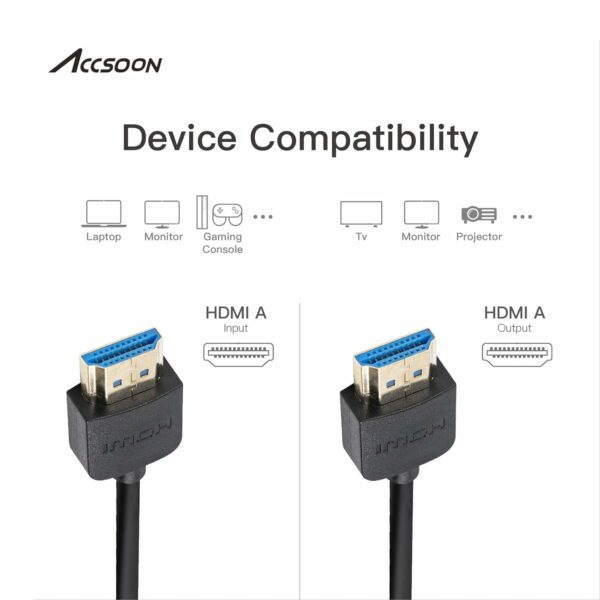 Accsoon HDMI to HDMI Cable,50 cm/1.6 ft, High Speed Supports,Ultra HD,1080 P,Compatible with Camera, Monitor, Gimbal (A-A) - Image 3