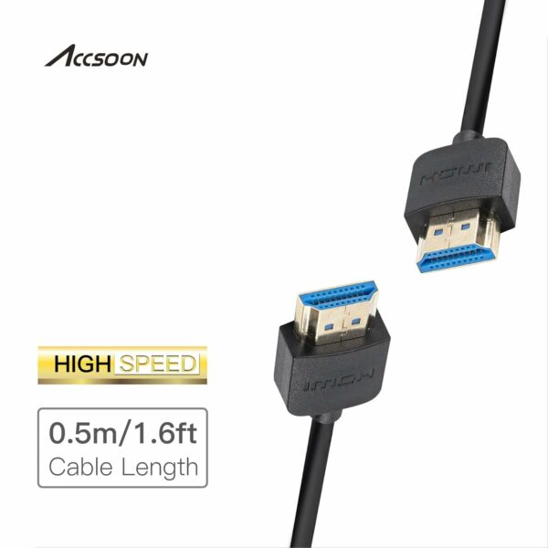 Accsoon HDMI to HDMI Cable,50 cm/1.6 ft, High Speed Supports,Ultra HD,1080 P,Compatible with Camera, Monitor, Gimbal (A-A) - Image 2