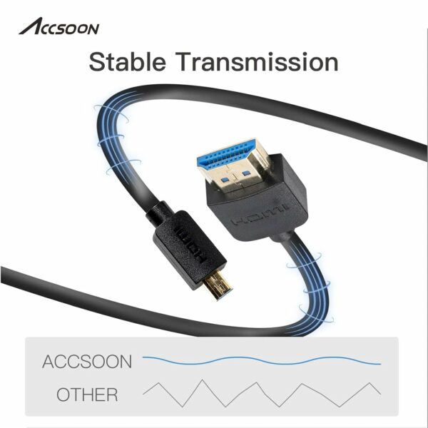 Accsoon HDMI to HDMI Cable,50 cm/1.6 ft, High Speed Supports,Ultra HD,1080 P,Compatible with Camera, Monitor, Gimbal (A-A) - Image 5
