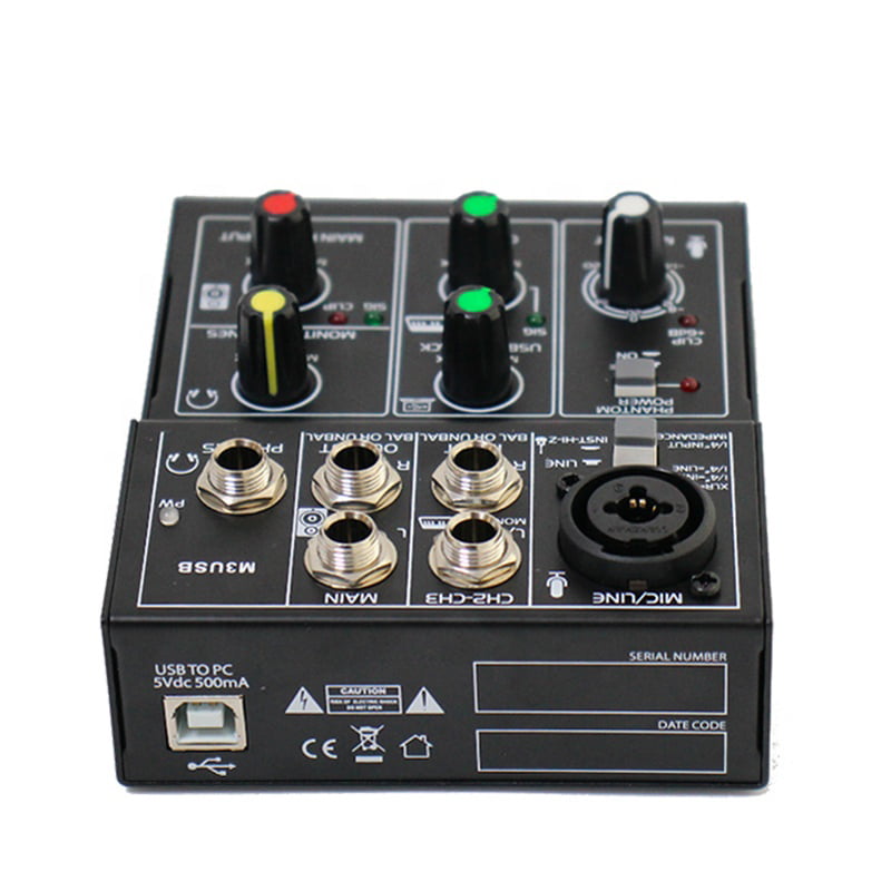 APEX 3 Channel USB Professional Audio Mixer Interface for Recording
