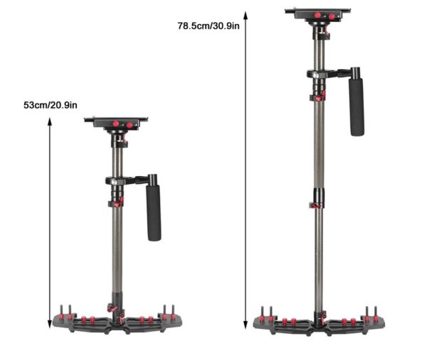 APEX Lightweight Adjustable Length Carbon Fiber Handheld Video Stabilizer With Quick Release Plate up to 5kg Capacity (20.9in-30.9in) - Image 2