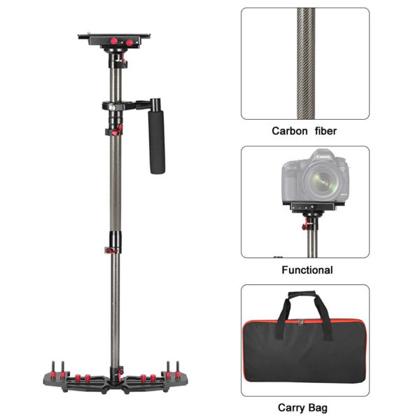 APEX Lightweight Adjustable Length Carbon Fiber Handheld Video Stabilizer With Quick Release Plate up to 5kg Capacity (20.9in-30.9in) - Image 5