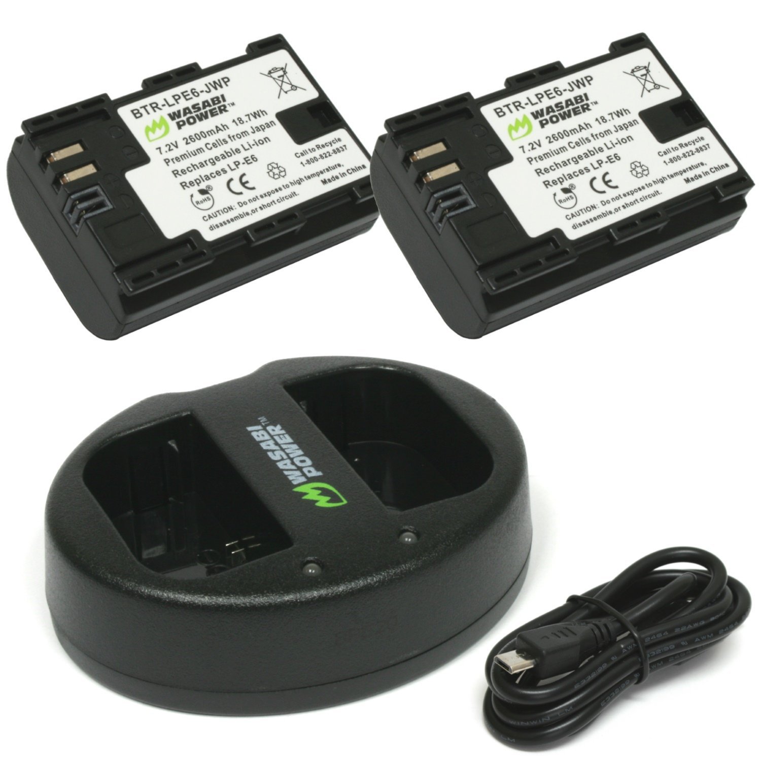 Wasabi Power Battery 2 Pack And Dual Charger For Canon Lp E6 Lp E6n Apex Digital