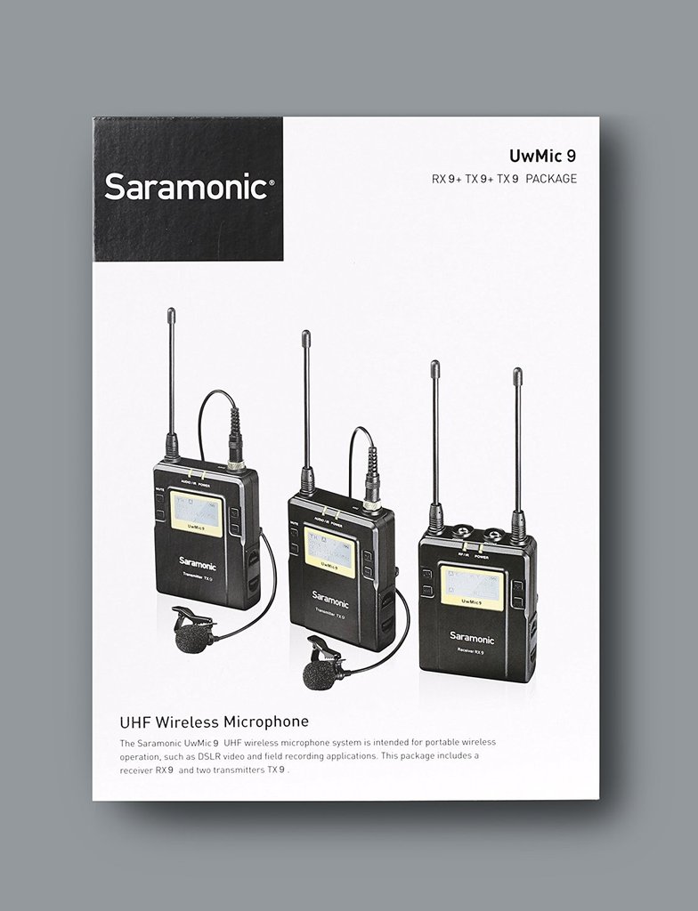 Includes RX9 Portable Receiver TX9 Bodypack Transmitter Saramonic UwMIC9 96-Channel Digital UHF Wireless Lavalier Microphone System 